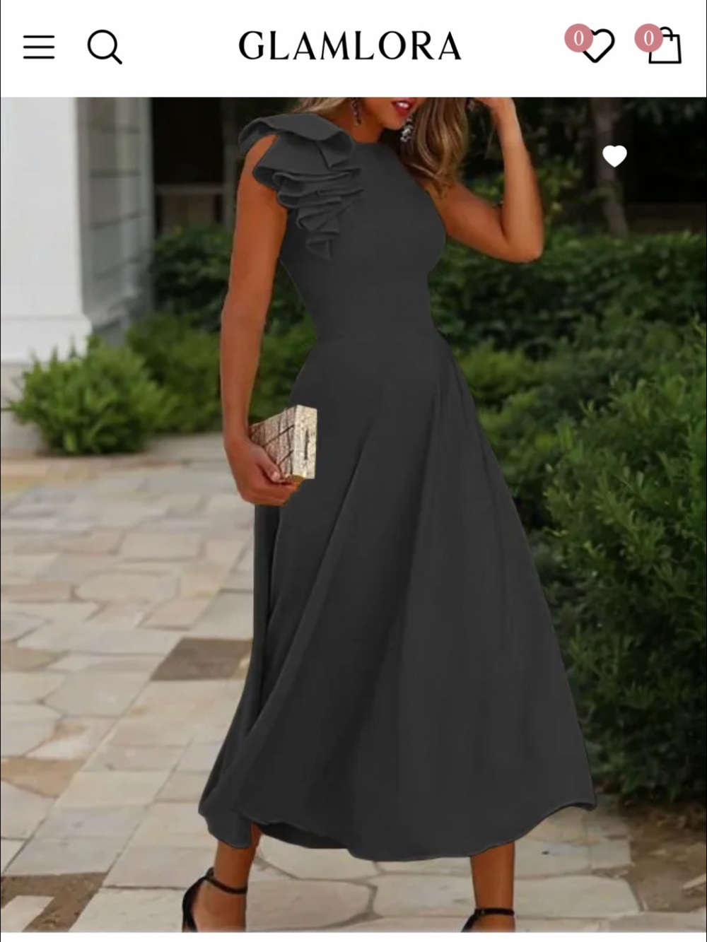 Glamlora A-line Jewel Sleeveless Tea-Length Endearing Stretch Crepe in Black